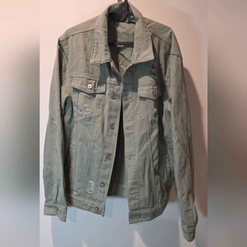 New men's Green Denim Jacket. 100 % Cotton